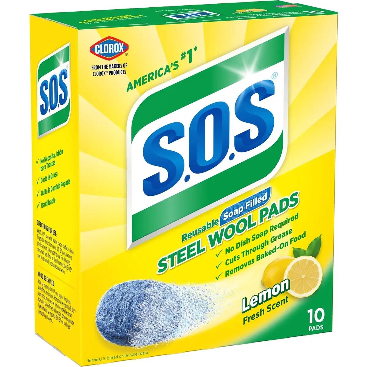 S.O.S Steel Wool Soap Pads Lemon Fresh 60 Count | Tough on Grease, Gentle on Hands - view 2
