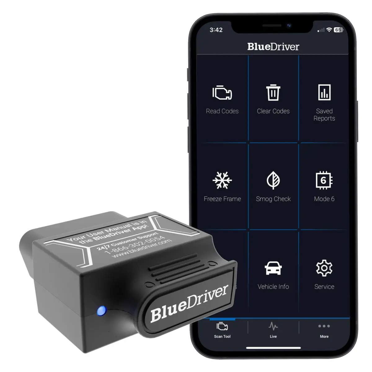 BlueDriver Bluetooth Pro OBDII Scan Tool for iPhone & Android | Diagnose Check Engine, ABS, SRS, Airbag & 7000+ Issues on Vehicles 1996+ - main product image