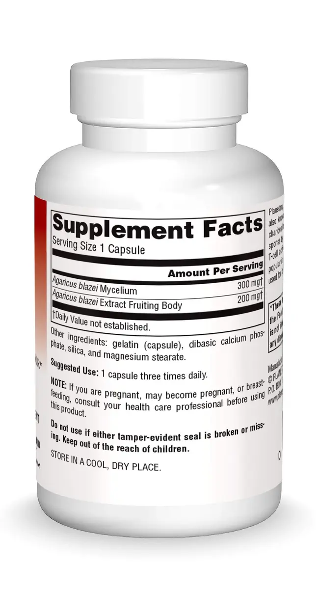 Planetary Herbals Agaricus Full Spectrum Immune & Natural Killer Cell Activator, 500mg | Supports Immunity & Well-Being - view 3