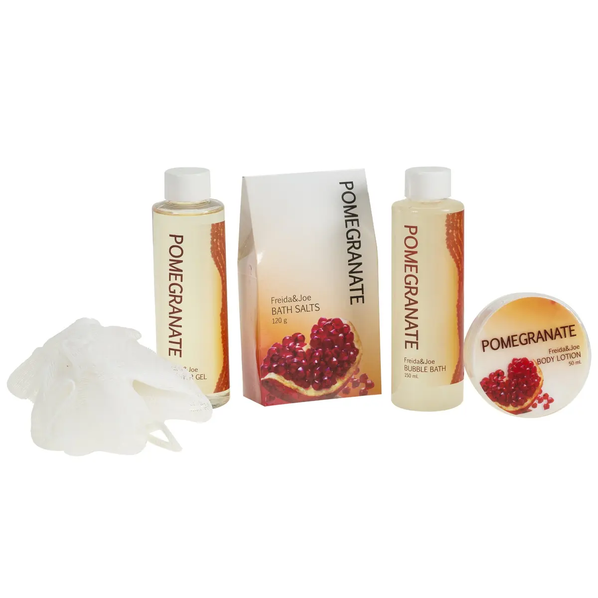 Freida and Joe Red Pomegranate Home Spa Bath Basket | Bath & Body Set for Women with Shea & Vitamin E (5 Piece Set) - view 2