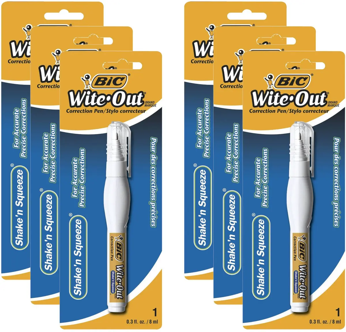 BIC Correction Pen | Precise, Quick-Drying Whiteout for Office & School (6 Pack) - main product image