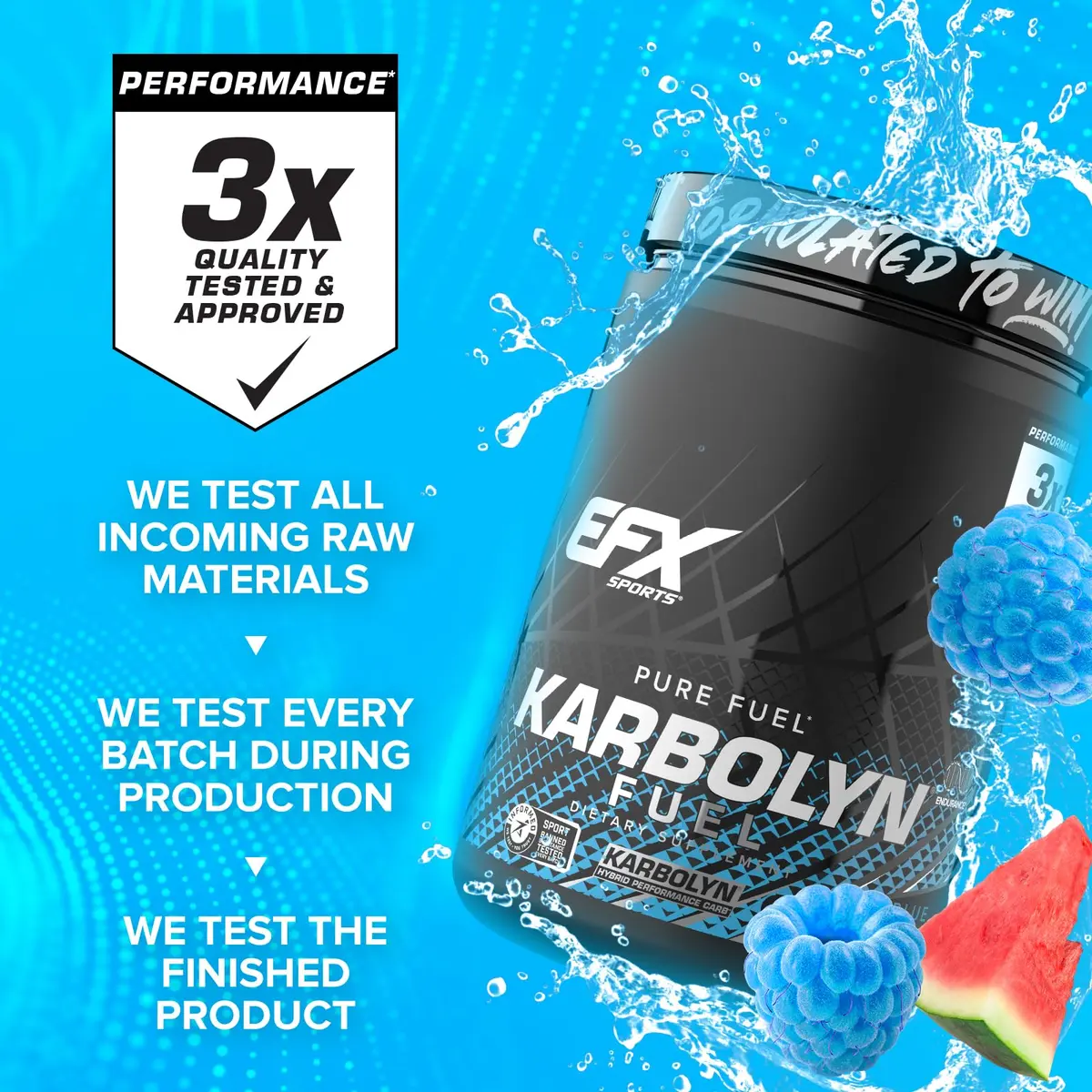 EFX Sports Karbolyn Fuel | Fast-Absorbing Carbohydrate Powder | Carb Load, Sustained Energy, Quick Recovery | Stimulant Free | 18 Servings (Blue Razz Watermelon) - view 5