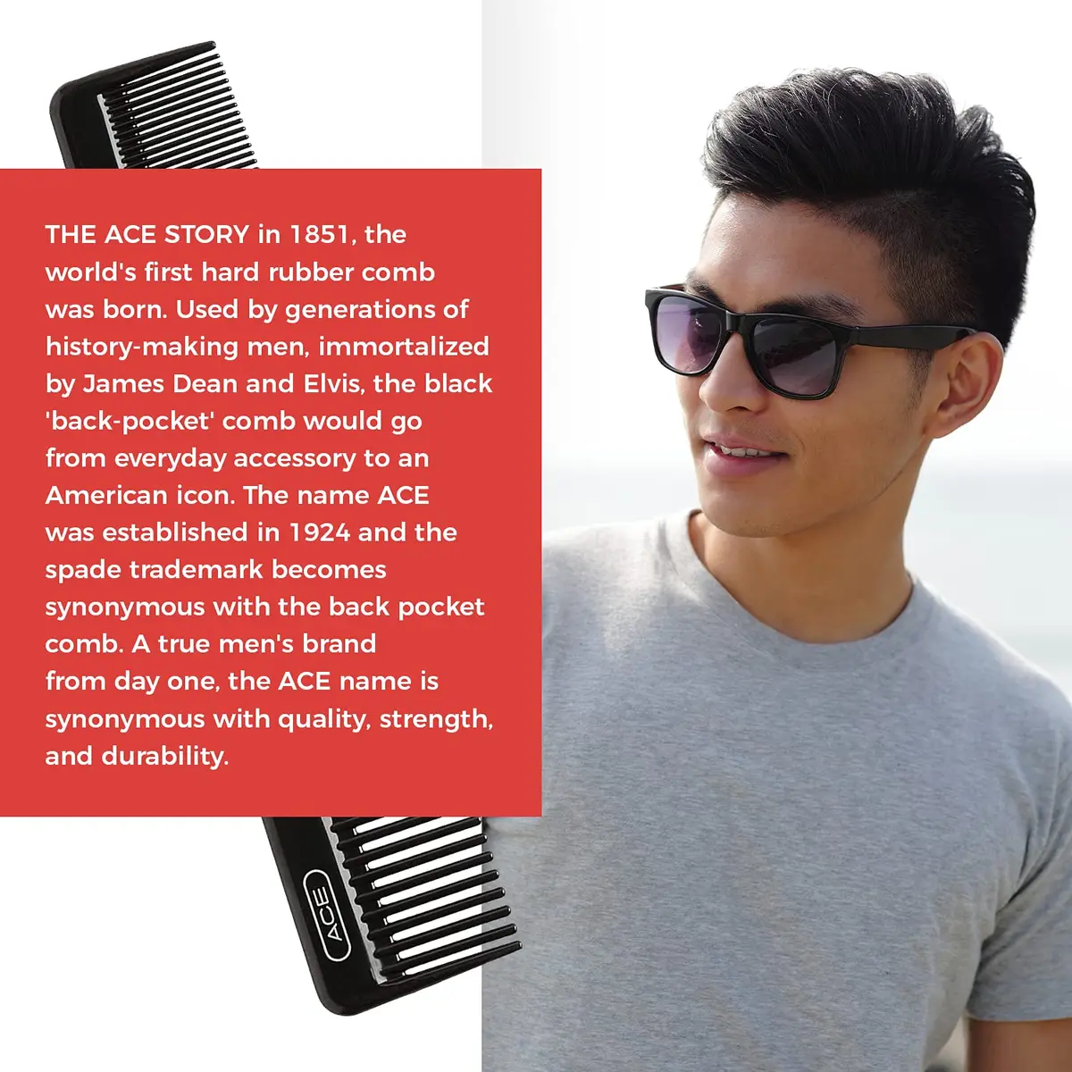 Ace Hair Comb Dressing 7.5 Inch | Fine Teeth for Precise Styling, Durable Plastic, Black - view 6
