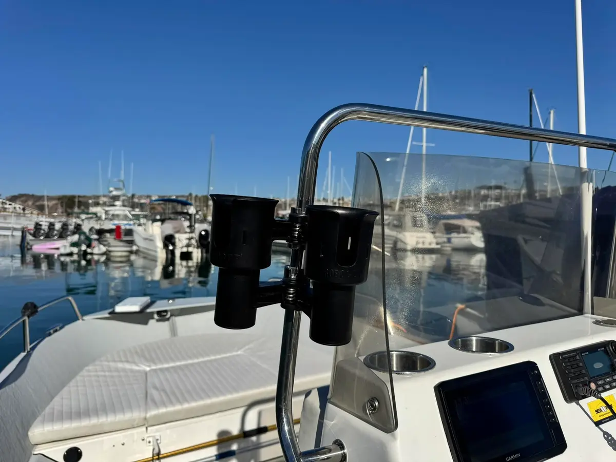 ROBOCUP Patented Clamp On Boat Cup Holder | Multifunction Dual Drink Caddy for Fishing, Boating & More - view 3