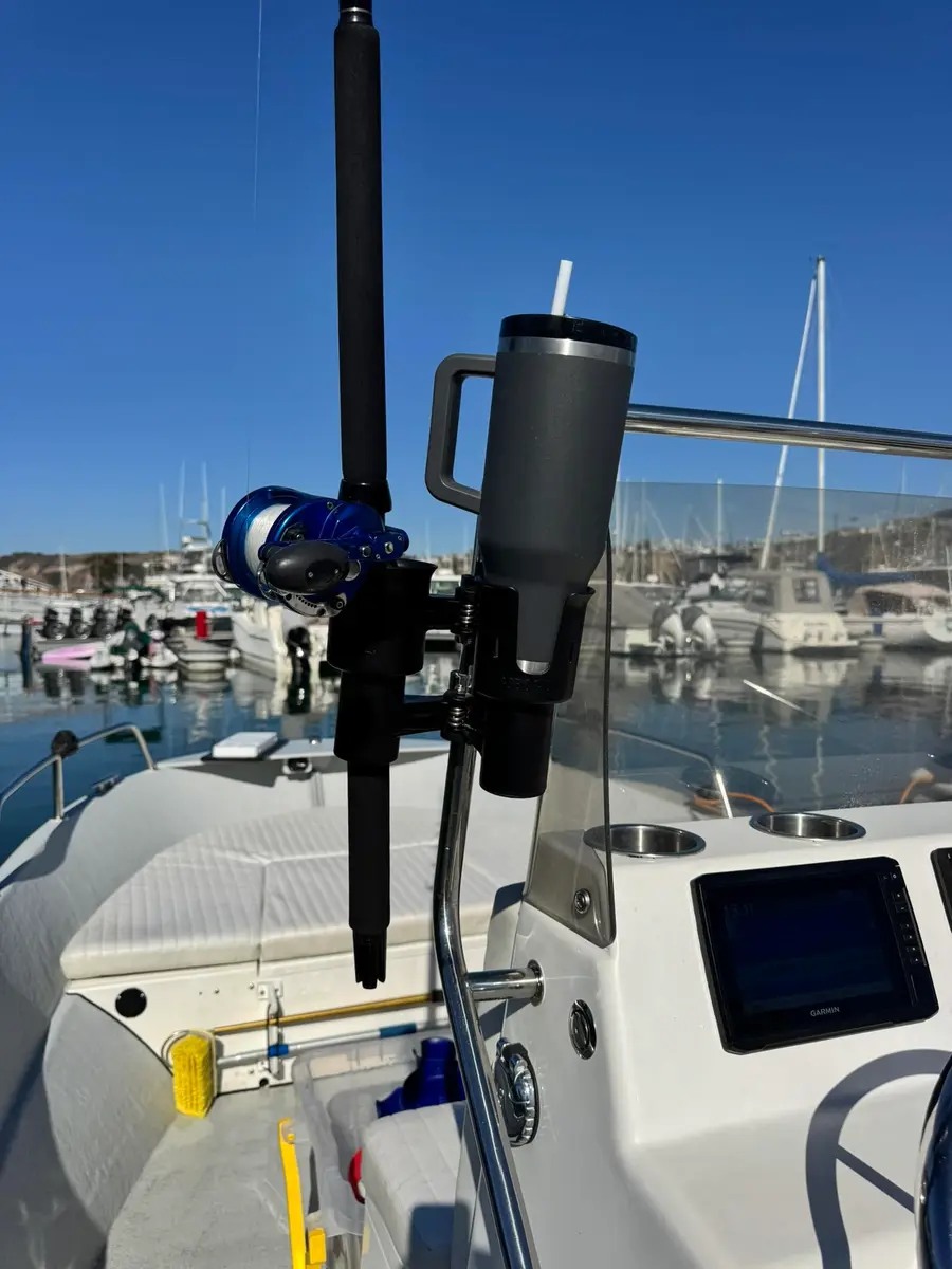 ROBOCUP Patented Clamp On Boat Cup Holder | Multifunction Dual Drink Caddy for Fishing, Boating & More - view 4
