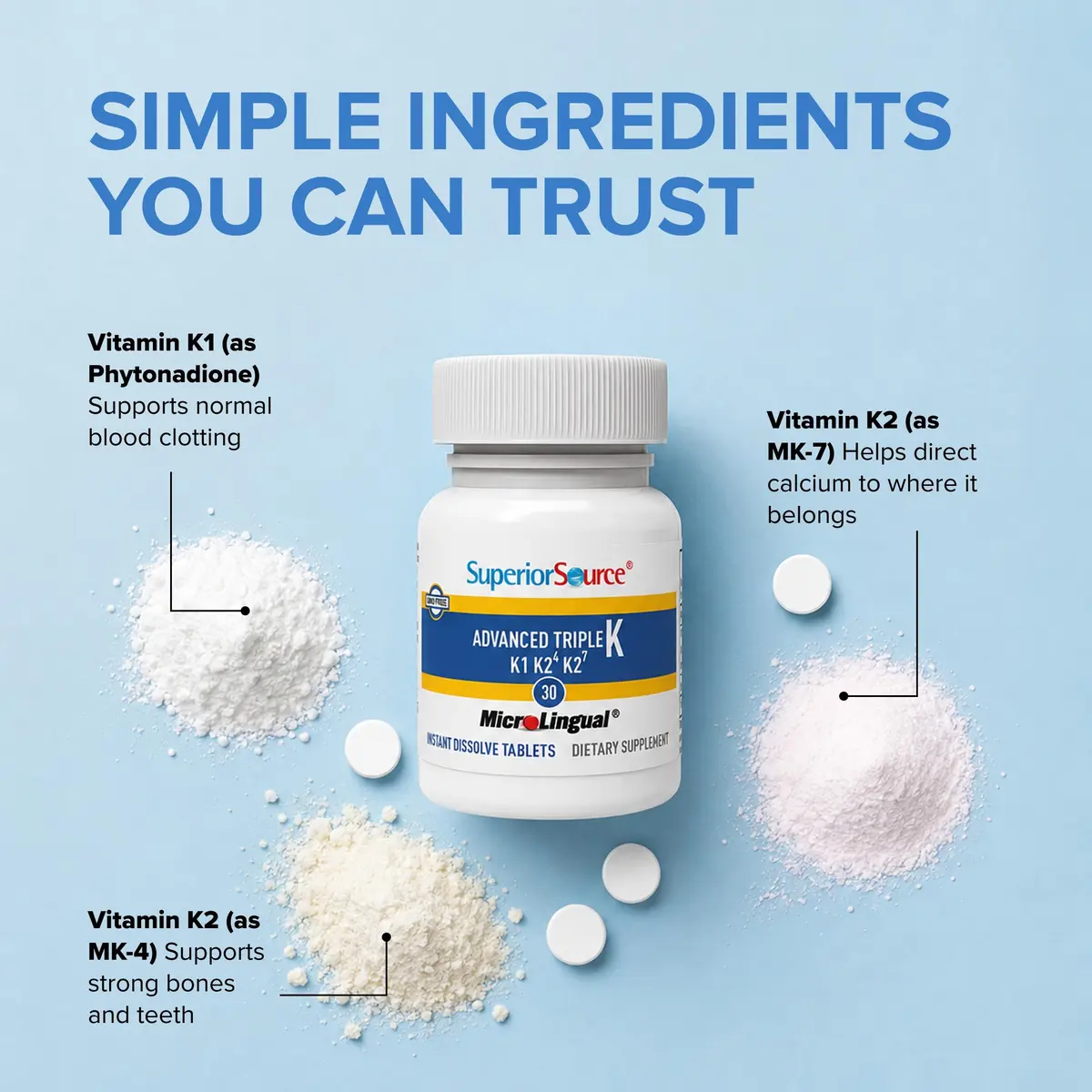 Superior Source Advanced Triple K, Vitamins K1 & K2 (MK-4), K2 (MK-7), 30Ct | Supports Bone & Heart Health - view 5