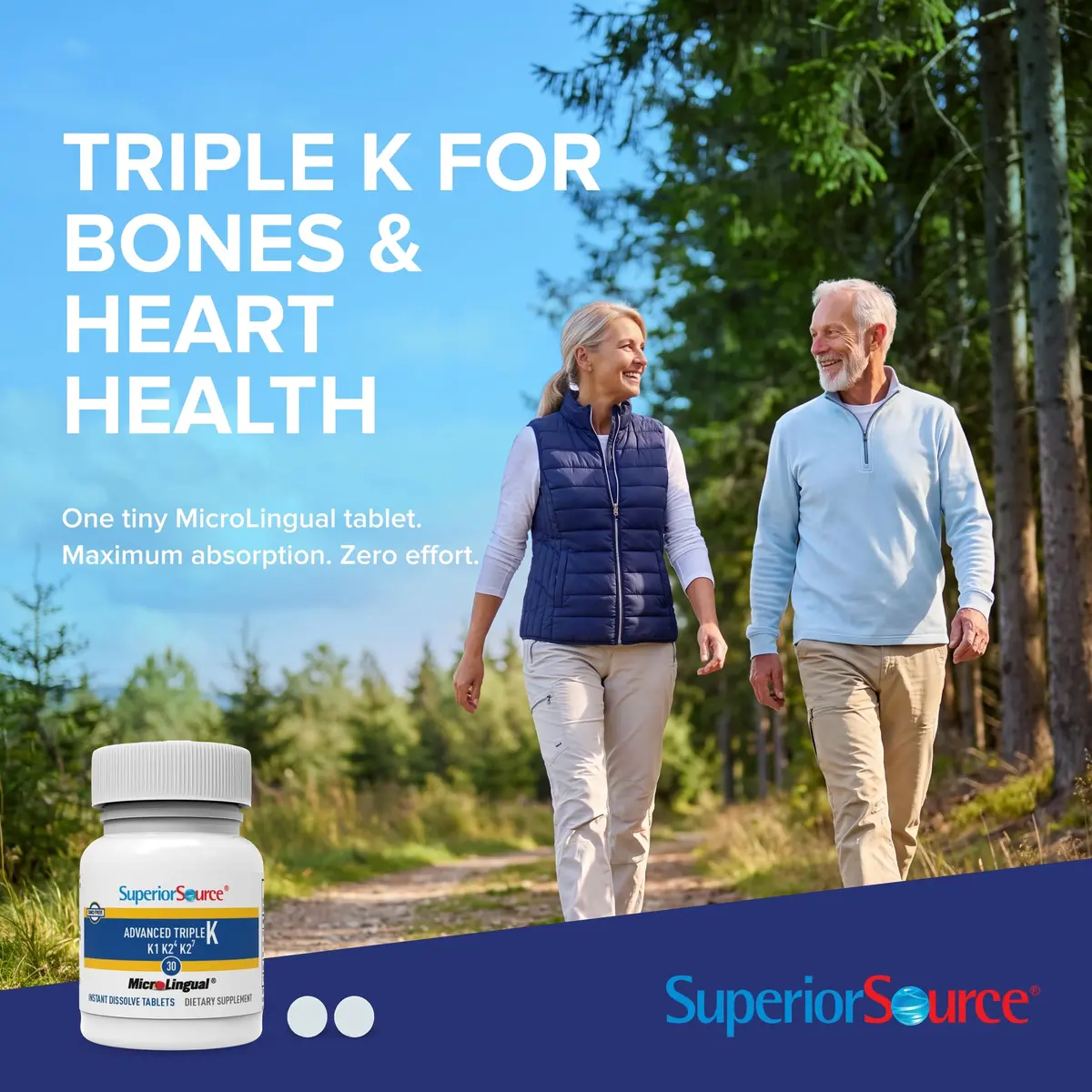 Superior Source Advanced Triple K, Vitamins K1 & K2 (MK-4), K2 (MK-7), 30Ct | Supports Bone & Heart Health - view 2