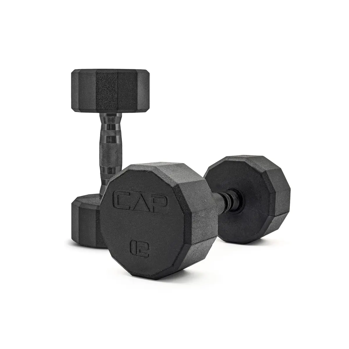 CAP 12lb Rubber Coated 12-Sided Dumbbell | Anti-Roll, Durable, Home & Commercial Use - main product image