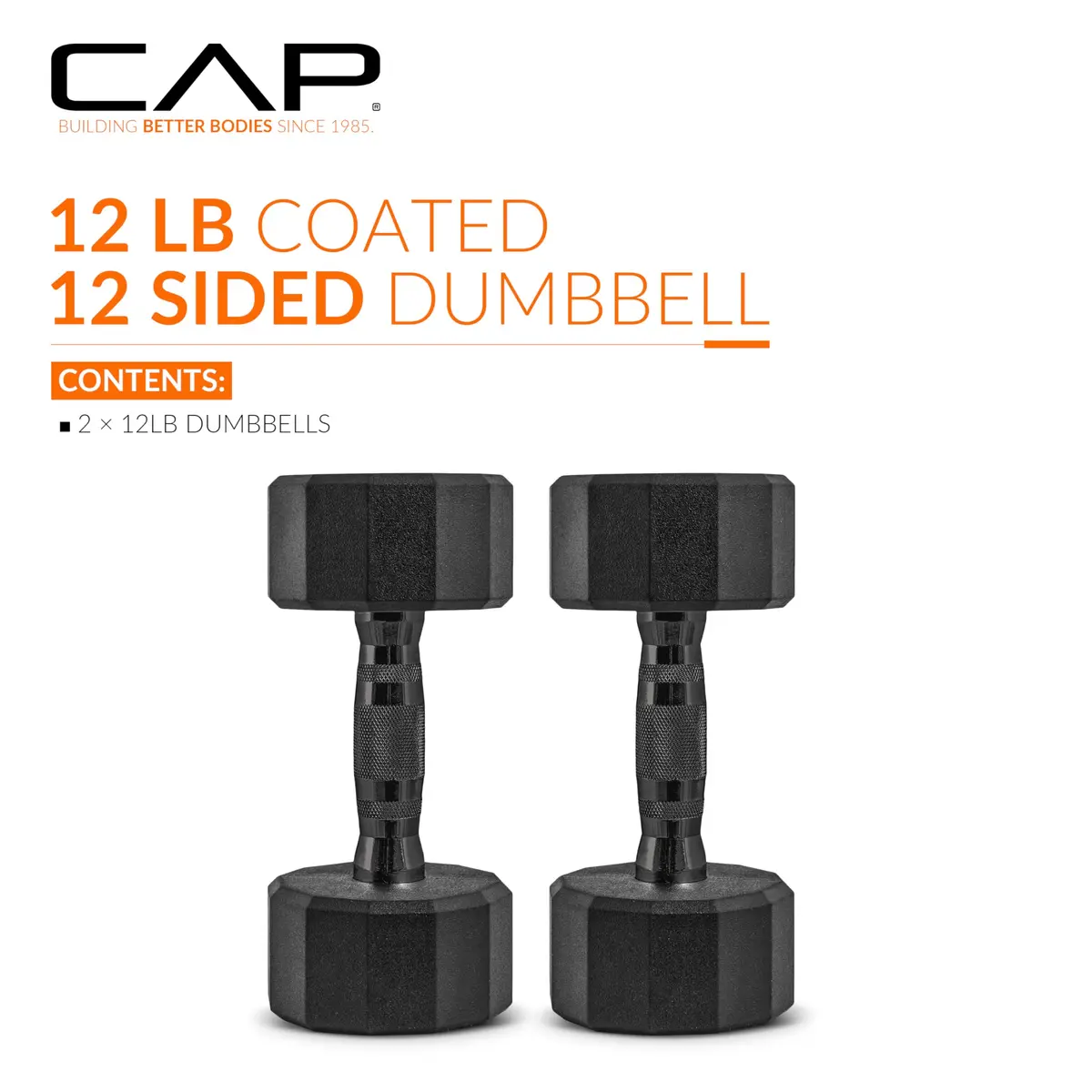 CAP 12lb Rubber Coated 12-Sided Dumbbell | Anti-Roll, Durable, Home & Commercial Use - view 2