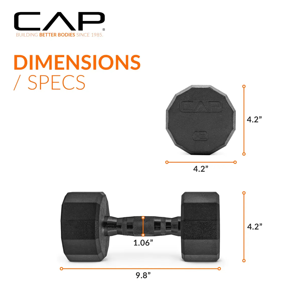 CAP 12lb Rubber Coated 12-Sided Dumbbell | Anti-Roll, Durable, Home & Commercial Use - view 4