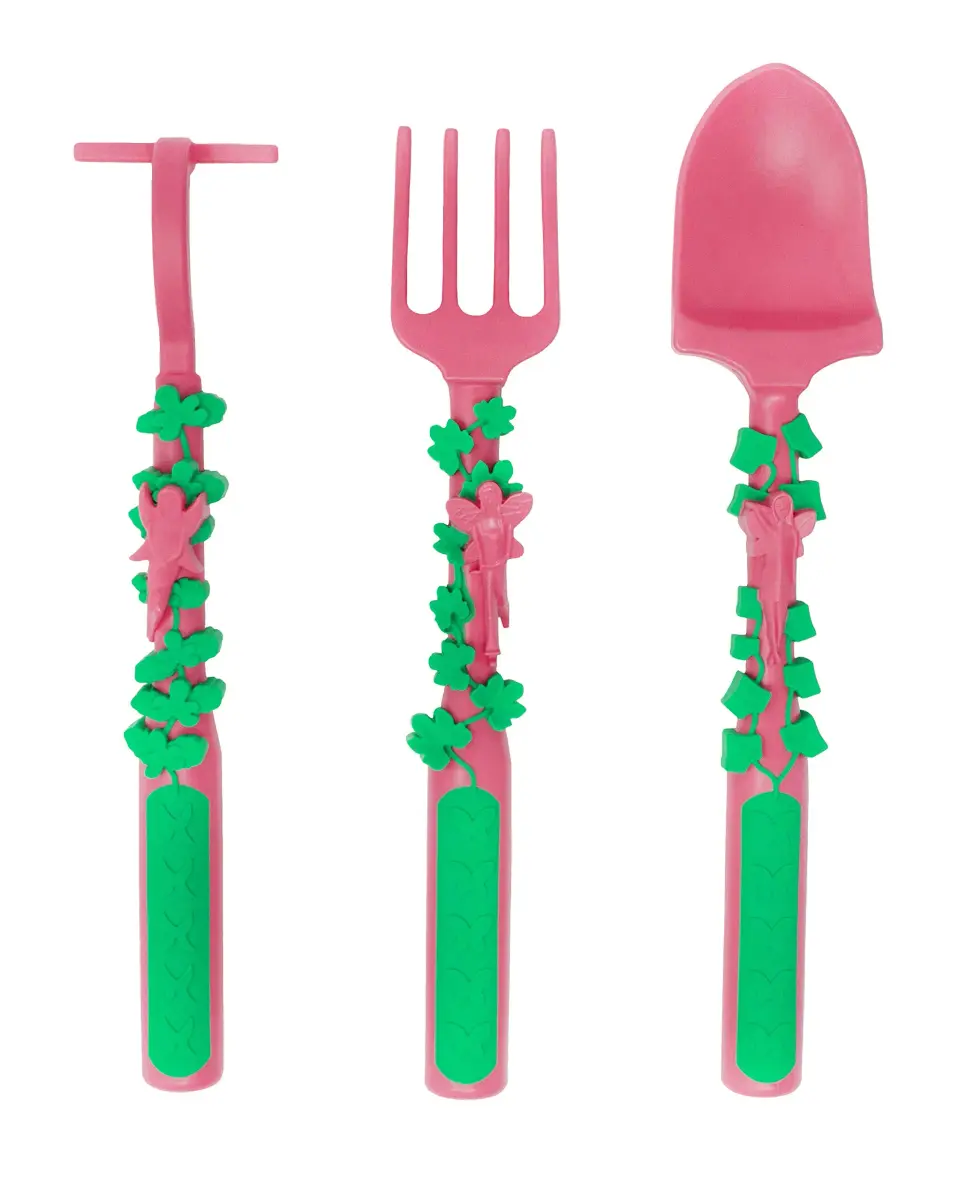 Constructive Eating Garden Fairy Plate and Utensils Set | 4-Piece Set, BPA-Free Polypropylene - view 4