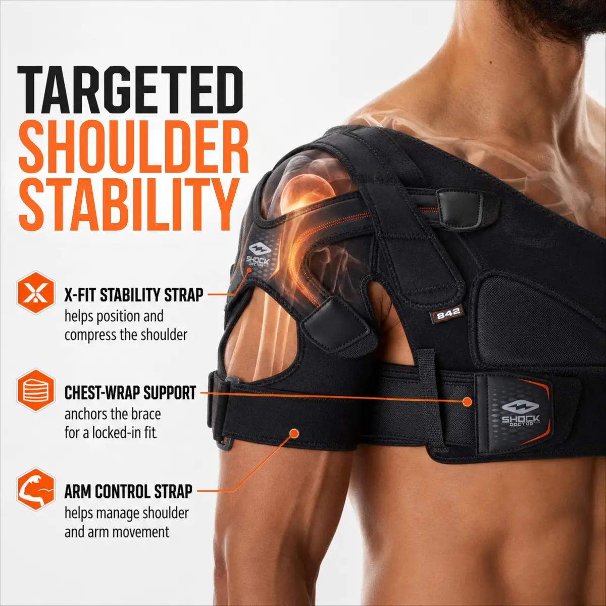 Shock Doctor Rotator Cuff Shoulder Brace for Men, Shoulder Brace for Women | Support for AC Sprains & Rotator Cuff Injuries - view 2