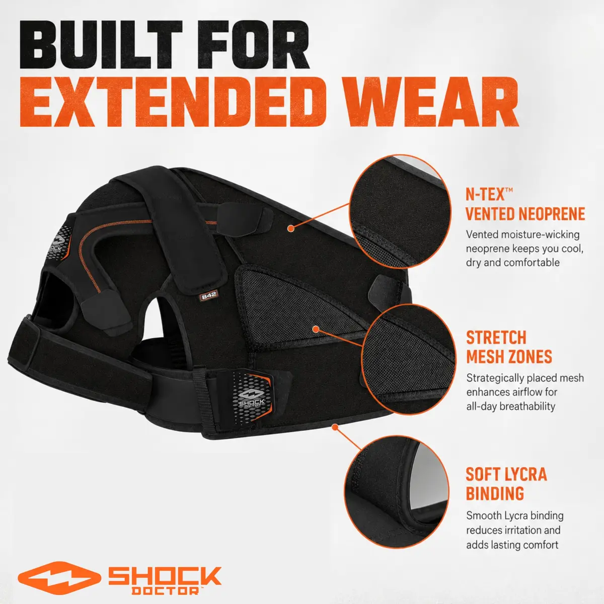 Shock Doctor Rotator Cuff Shoulder Brace for Men, Shoulder Brace for Women | Support for AC Sprains & Rotator Cuff Injuries - view 4