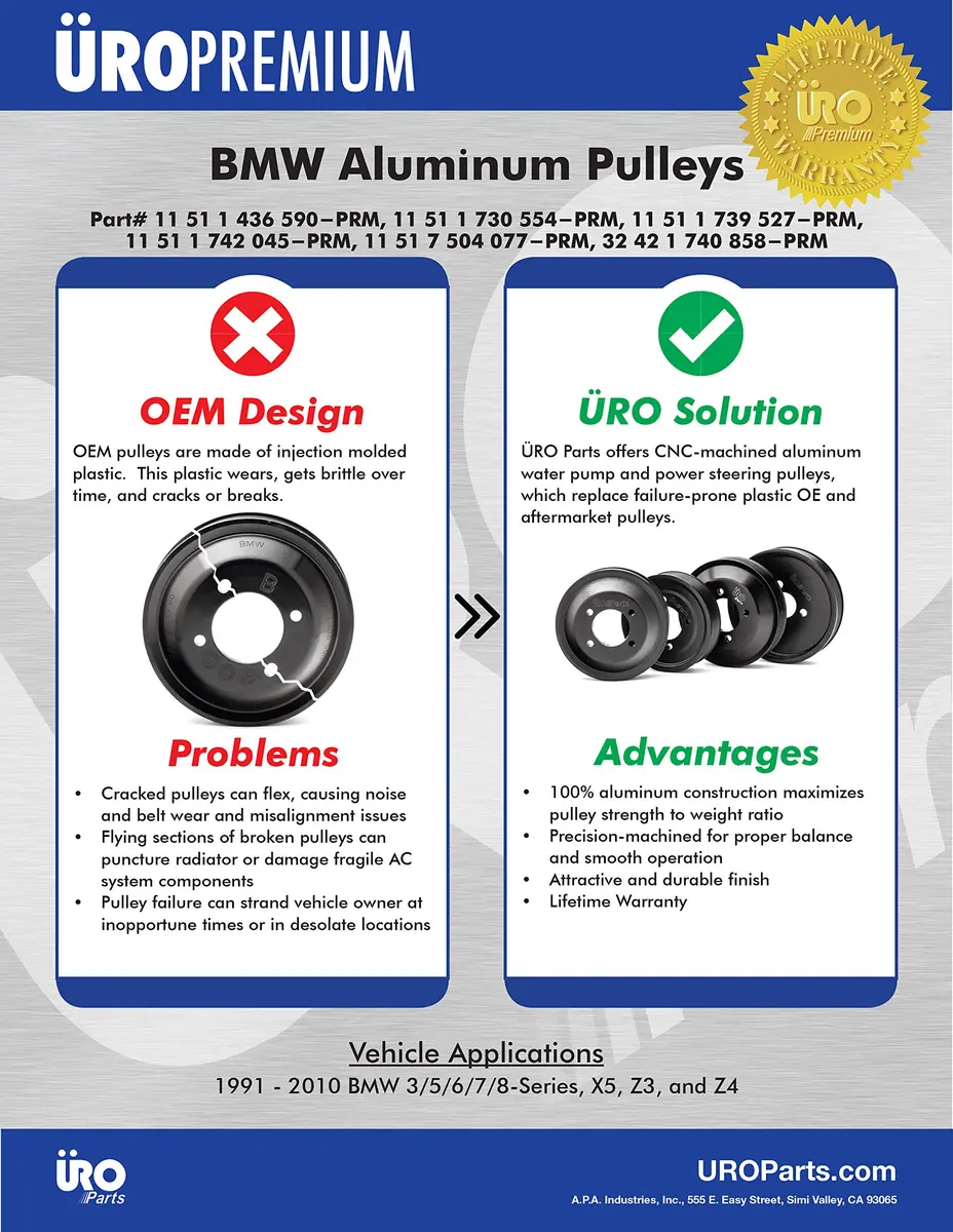 URO Parts Aluminum Water Pump Pulley | OE Fitment & High-Strength Alloy (70-120 chars) - view 2