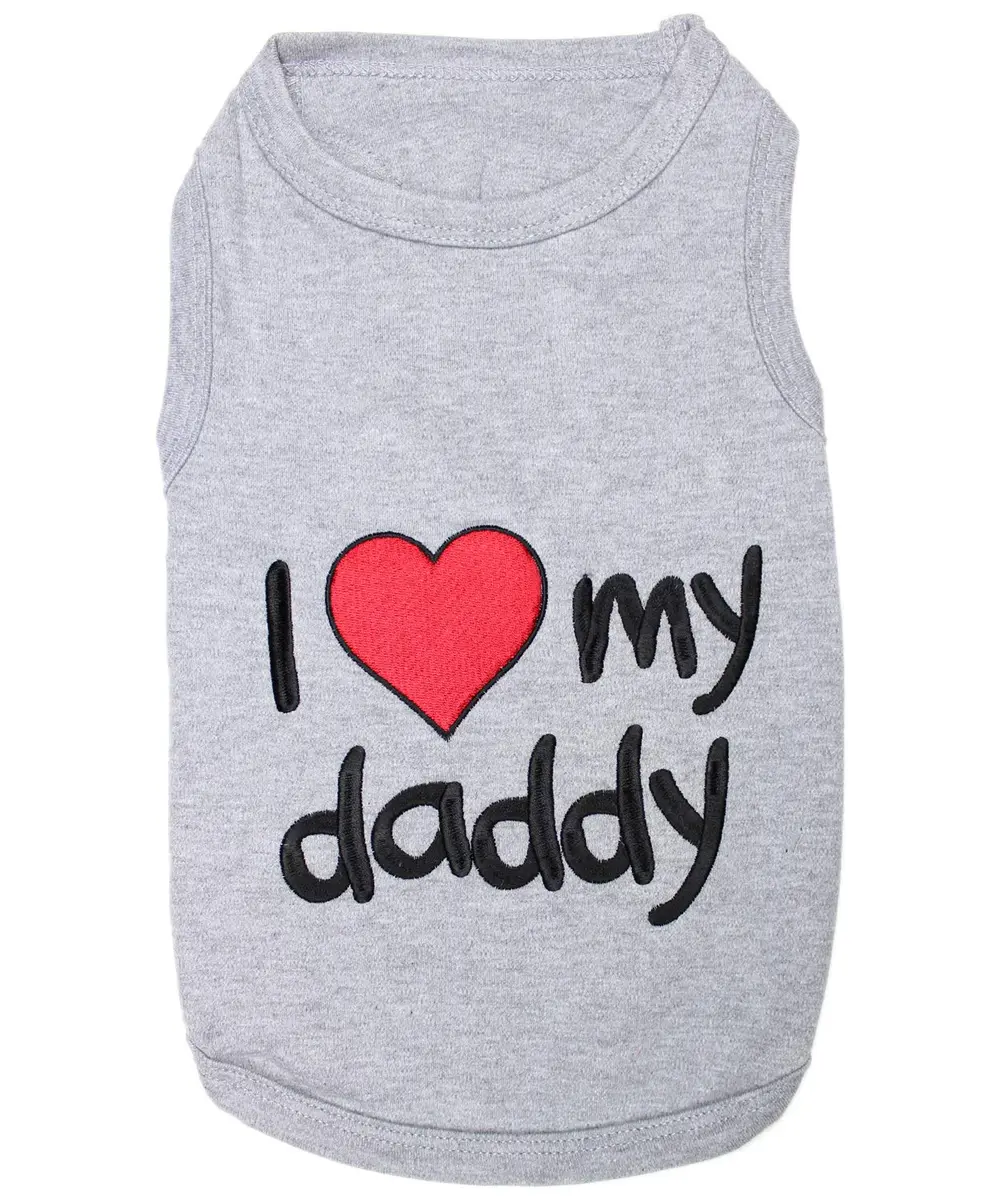 Parisian Pet Dog Shirt - 100% Cotton Sleeveless Small Dog Clothes - Light & Breathable Puppy Apparel - I Love My Daddy T Shirt - main product image