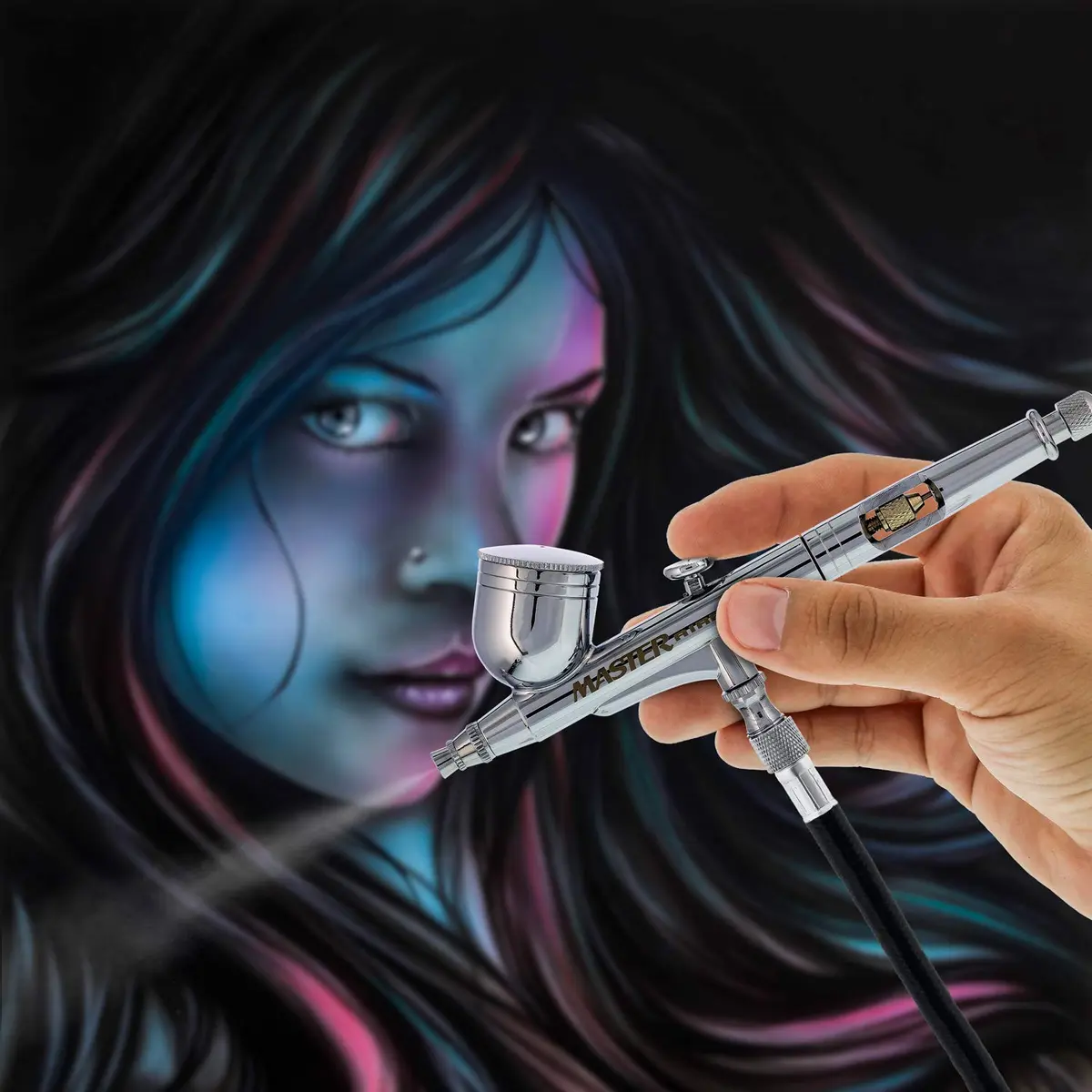 Master Airbrush G233 Performance Pro Airbrush Kit with 3 Nozzle Sets, Hose | Dual-Action Gravity Feed for Fine Detail & Broad Spray - view 6
