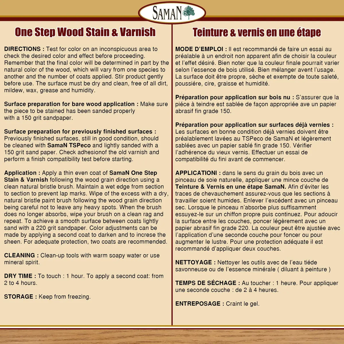 SamaN Interior One Step Wood Seal, Stain & Varnish 8 oz | Odorless Oil-Based Protection for Furniture & Wood - view 2