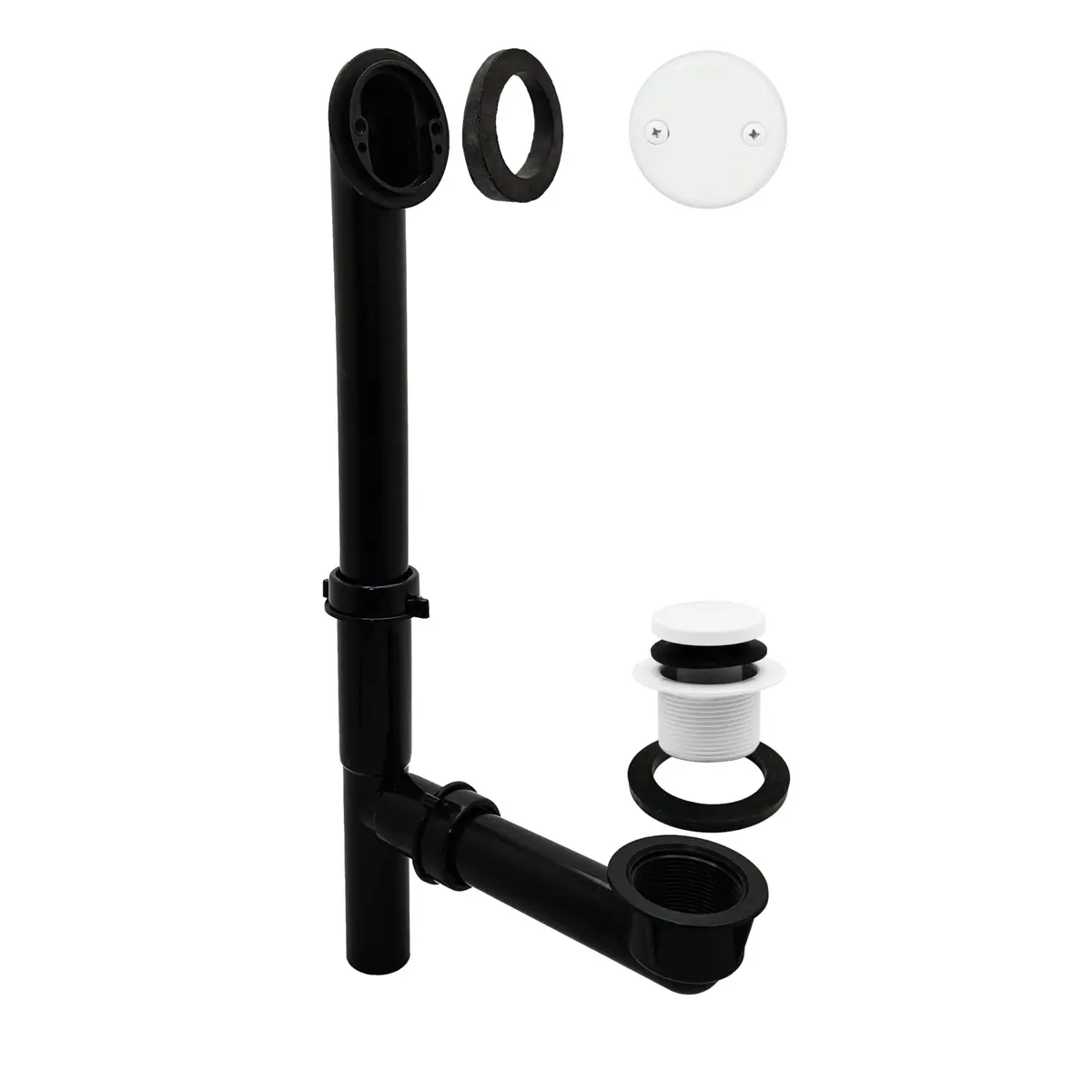 Westbrass 593144-50 Tubular Tip-Toe Bath Waste Drain Kit 1-1/2" Powder Coat White | ADA Approved - main product image