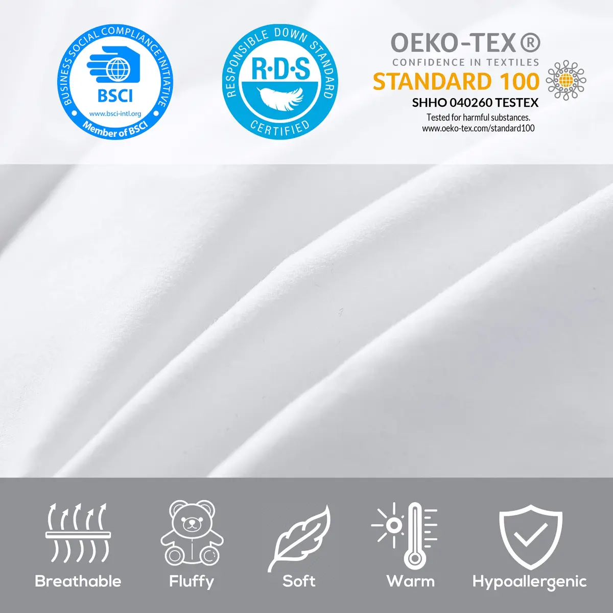 Egyptian Cotton Factory Store Full/Queen Size Lightweight Goose Down Comforter | Summer Weight, 40 oz Fill, Egyptian Cotton, White - view 7