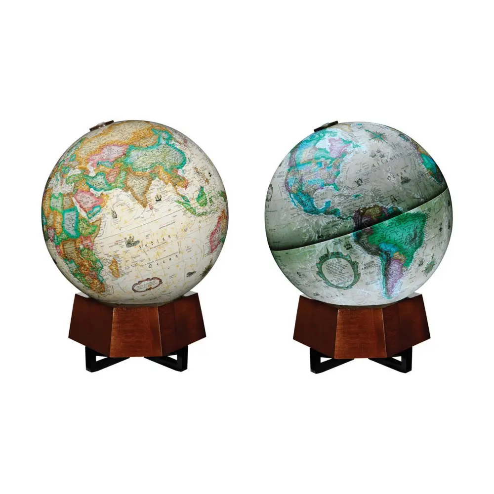 Replogle Globes Beth Sholom Globe 12" Illuminated Antique Ocean Globe on Walnut Stand | School & Home Decor - main product image