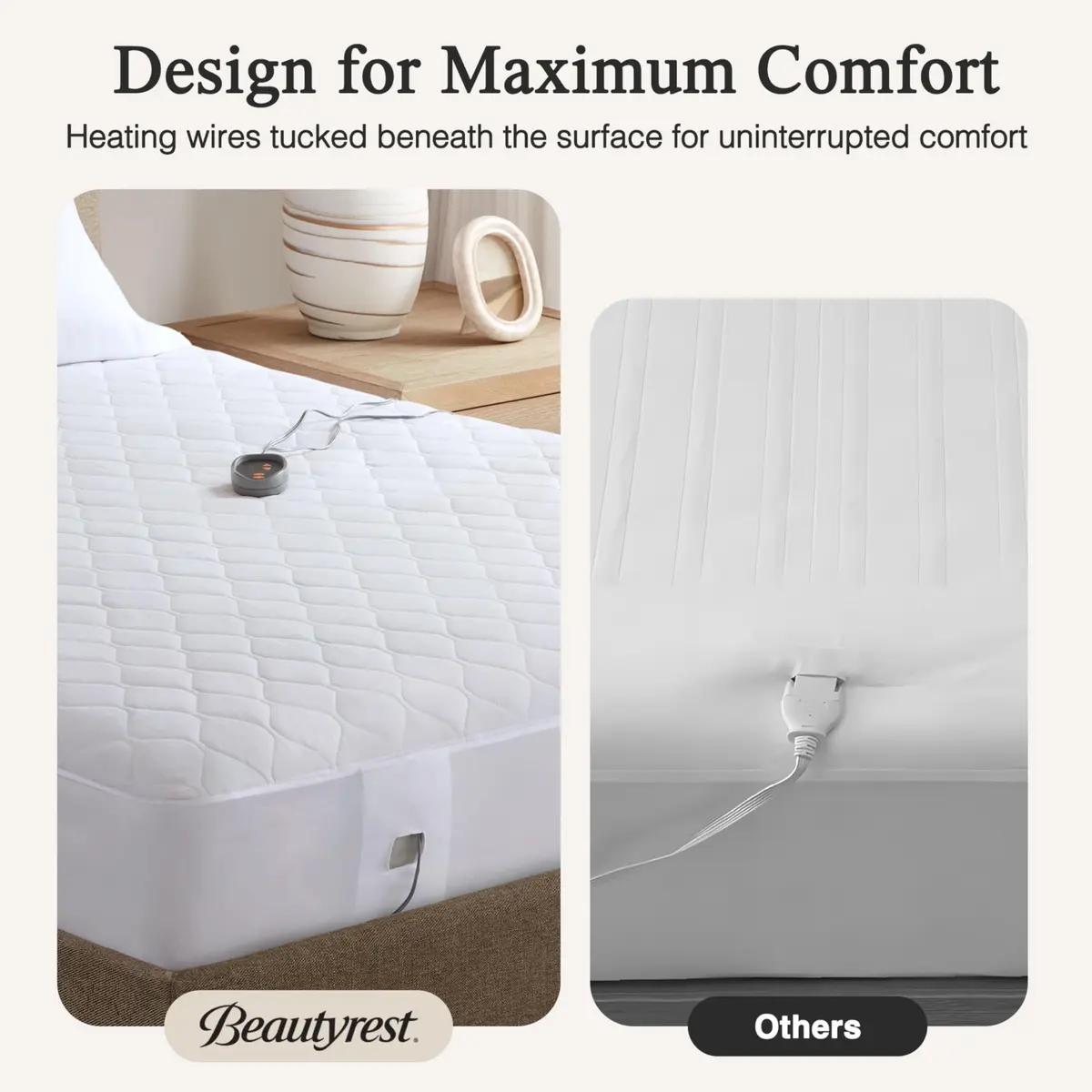 Beautyrest Cotton Blend Heated Mattress Pad Secure Comfort Technology - King, White | 5-Setting Heat, Deep Pocket - view 9