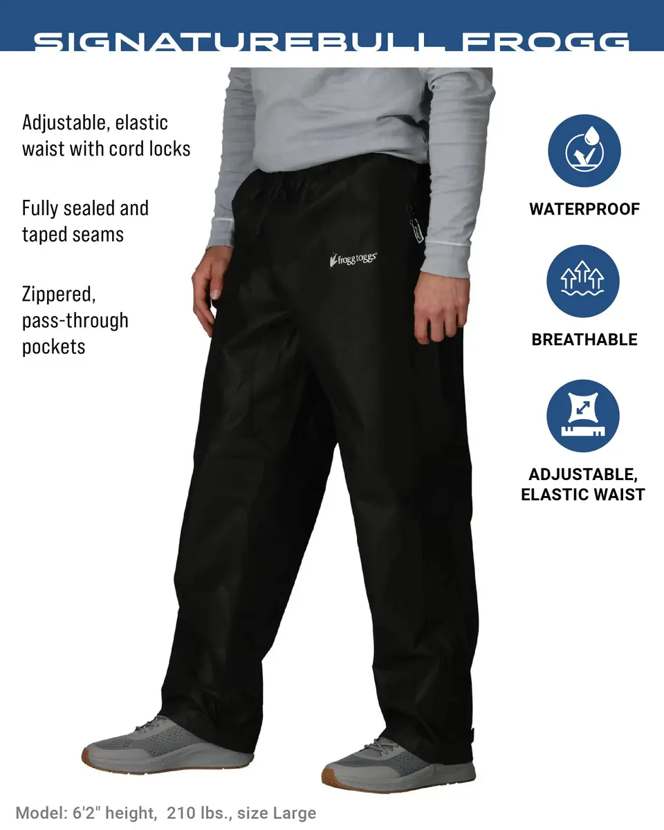 FROGG TOGGS Men's Bull Frogg Waterproof Rain Pant, Medium | Breathable, Wind-Resistant, Fully Taped Seams - view 2