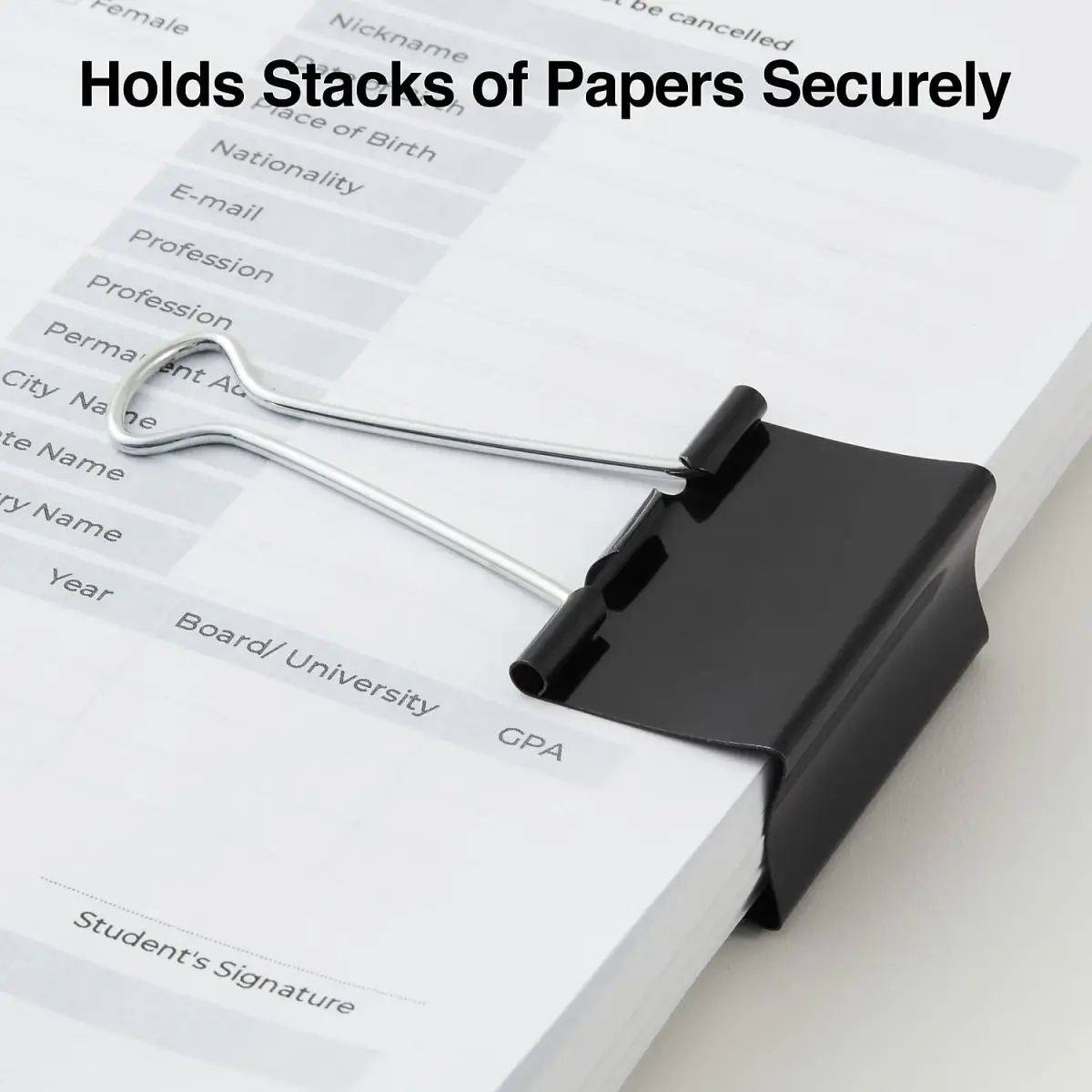 Staples Large Binder Clips 1" Capacity, Black, 12 Pack | Strong Hold Clips for Office Filing & Paper Bundles - view 3