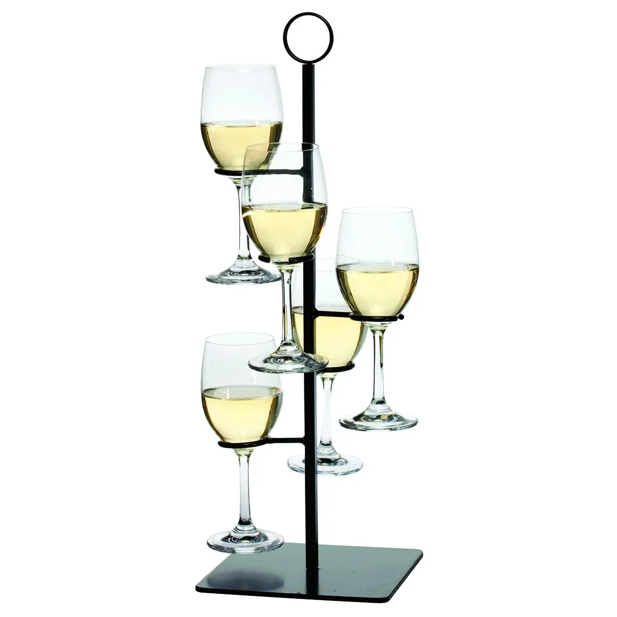 Oenophilia Amelia Flight Wine Server 5-Stem | Cascading Steel Design for Wine Flights - main product image