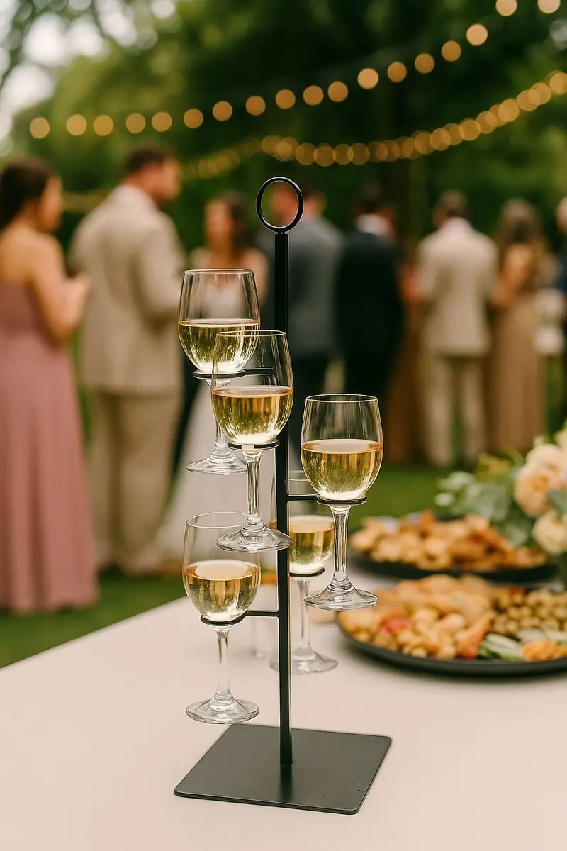 Oenophilia Amelia Flight Wine Server 5-Stem | Cascading Steel Design for Wine Flights - view 3