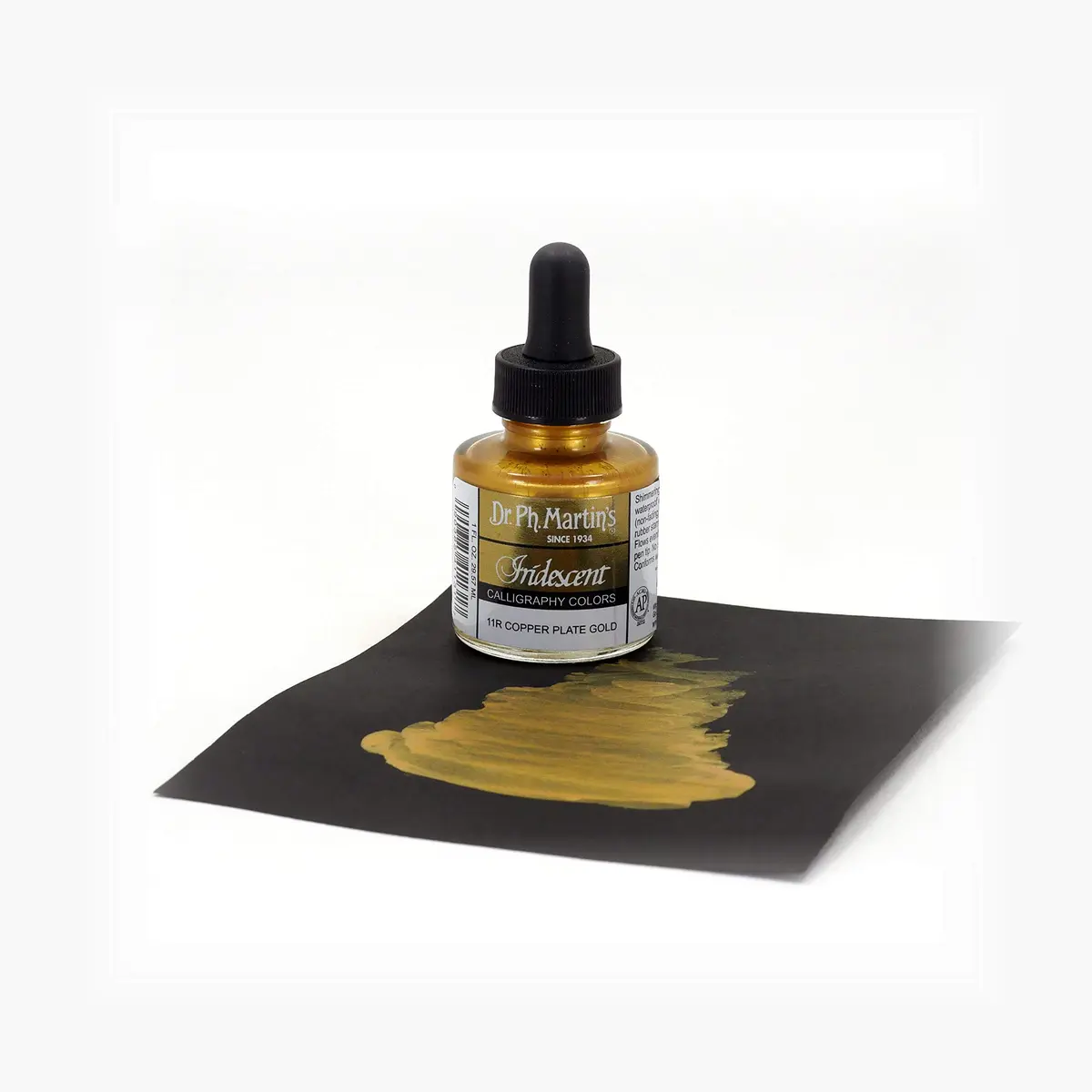 Dr. Ph. Martin's Iridescent Calligraphy Color Ink Bottle 1 fl oz (29.57 ml) Copper Plate Gold | Lightfast & Waterproof - view 2