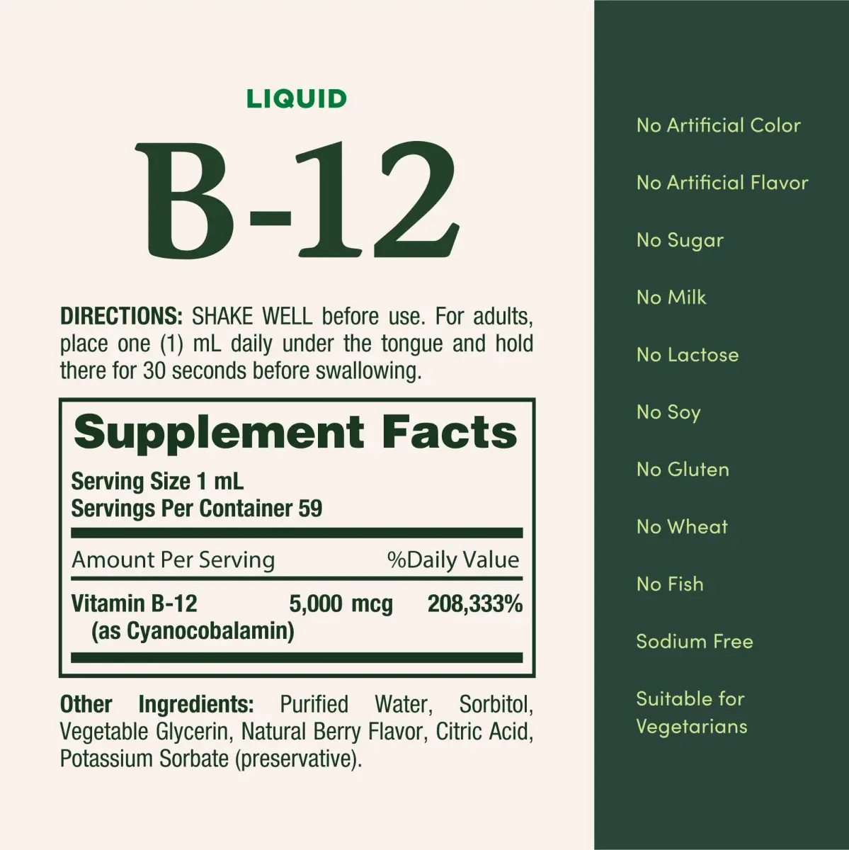 Nature's Bounty Vitamin B12 Sublingual Liquid 5000 mcg 59ml (2 Fl Oz) | Cardiovascular & Cellular Energy Support - view 5