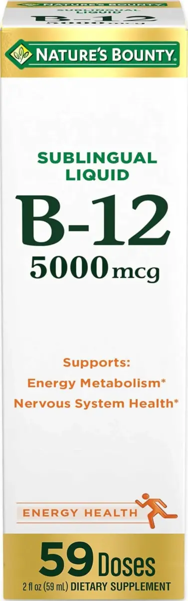 Nature's Bounty Vitamin B12 Sublingual Liquid 5000 mcg 59ml (2 Fl Oz) | Cardiovascular & Cellular Energy Support - main product image