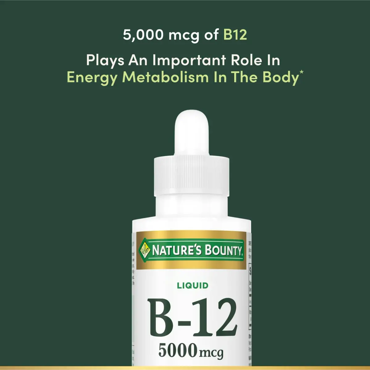 Nature's Bounty Vitamin B12 Sublingual Liquid 5000 mcg 59ml (2 Fl Oz) | Cardiovascular & Cellular Energy Support - view 3