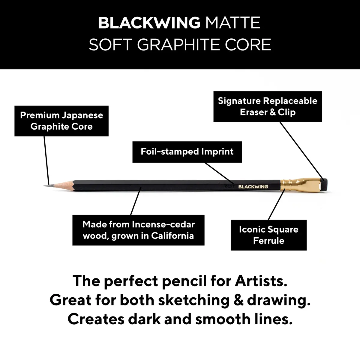 Blackwing Matte Pencils, Soft Graphite for Writing & Drawing, 12 Count | Premium Japanese Graphite - view 4