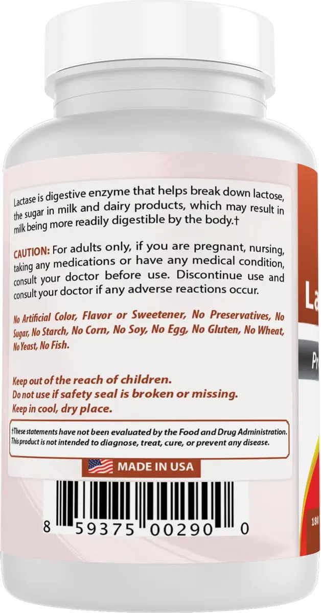 Best Naturals Lactase Enzyme Tablets 180 Count | Supports Dairy Digestion & Lactose Tolerance - view 7