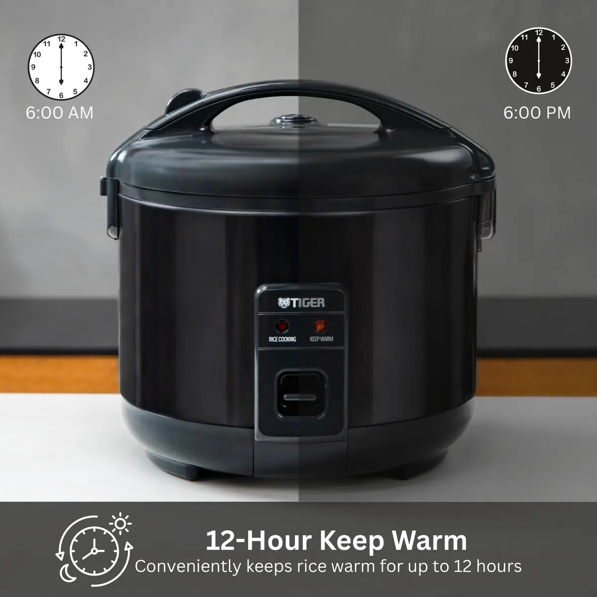 Tiger JNP-S55U-KY 3 Cup Capacity Rice Cooker with Non-Stick Inner Pot, Retractable Power Cord, and Keep Warm up to 12 hours, Black - view 6