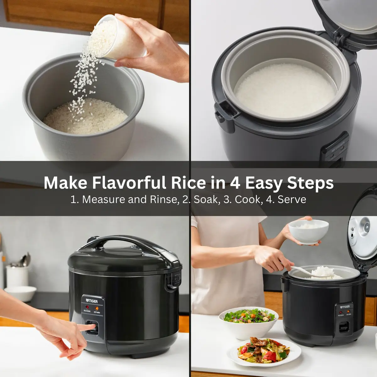 Tiger JNP-S55U-KY 3 Cup Capacity Rice Cooker with Non-Stick Inner Pot, Retractable Power Cord, and Keep Warm up to 12 hours, Black - view 7