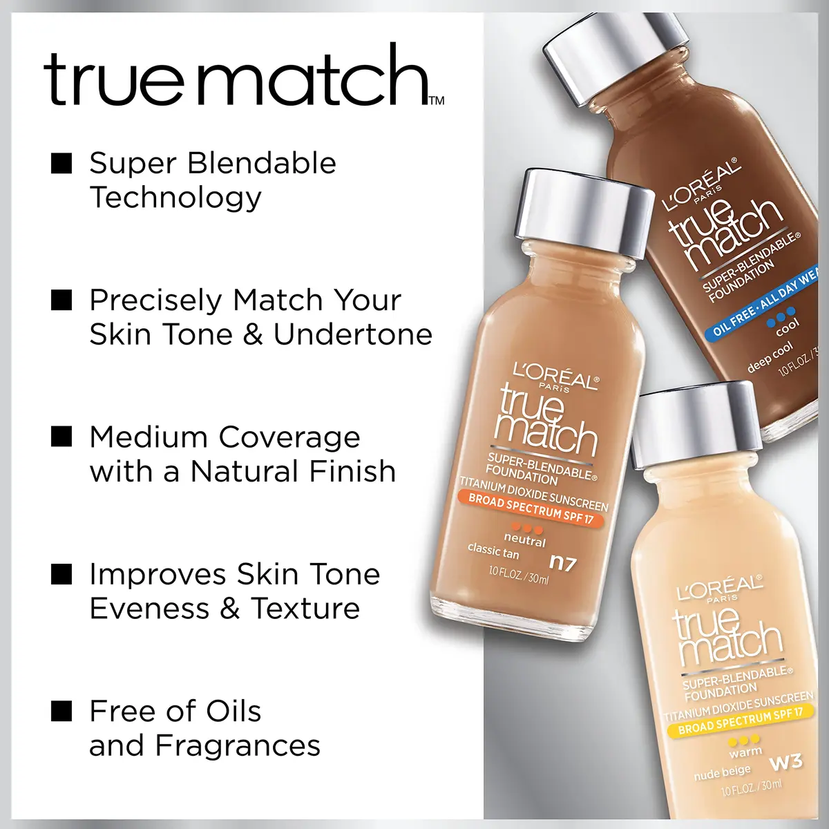 L'Oréal Paris True Match Super-Blendable Liquid Foundation Cappuccino N8 30ml (1 Fl Oz) | Natural Finish Foundation - view 4
