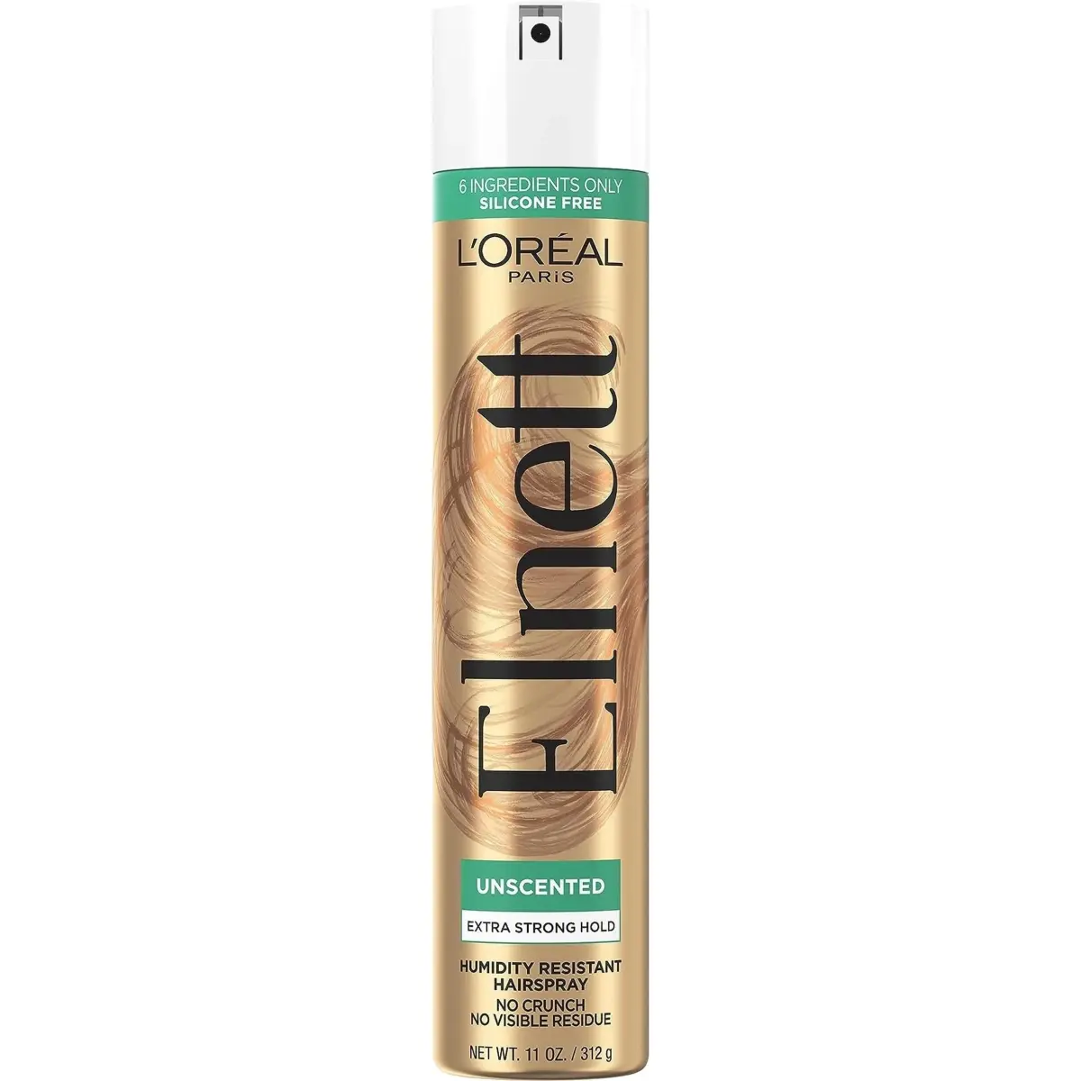 L'Oreal Paris Elnett Unscented Hairspray, Extra Strong Hold 312ml (11 oz) | Humidity Resistant Frizz Control - main product image