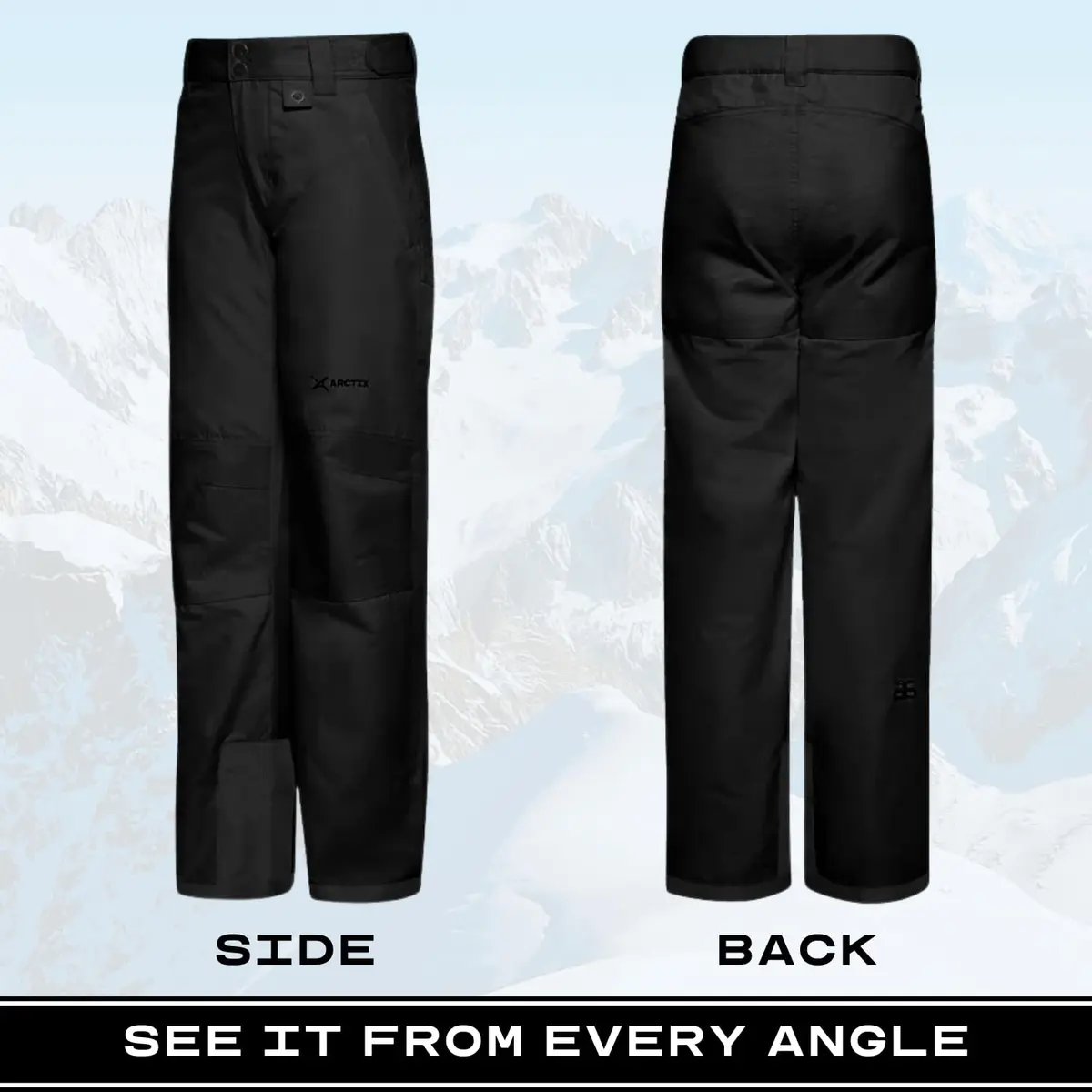 Arctix Kids Snow Pants with Reinforced Knees and Seat, Black, Medium | All-Weather Winter Gear for Boys in India - view 4