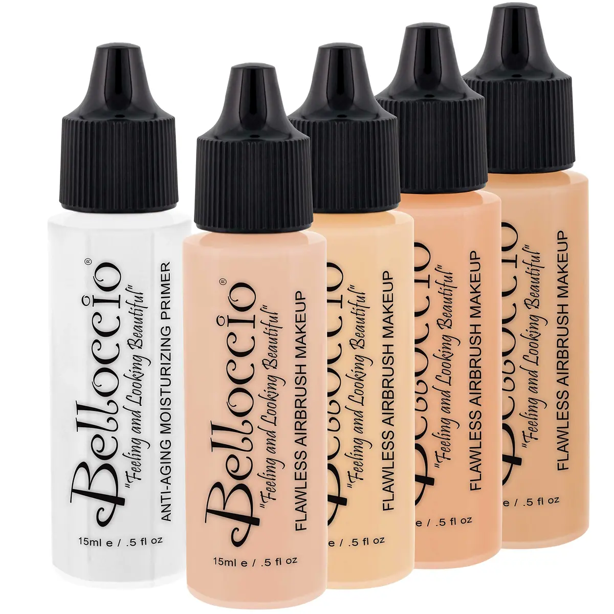 Belloccio Fair Color Shade Airbrush Makeup Foundation Set, 4 Colors | Moisturizing, Hypoallergenic & Made in USA - main product image