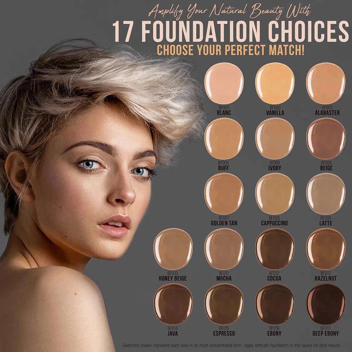 Belloccio Fair Color Shade Airbrush Makeup Foundation Set, 4 Colors | Moisturizing, Hypoallergenic & Made in USA - view 3