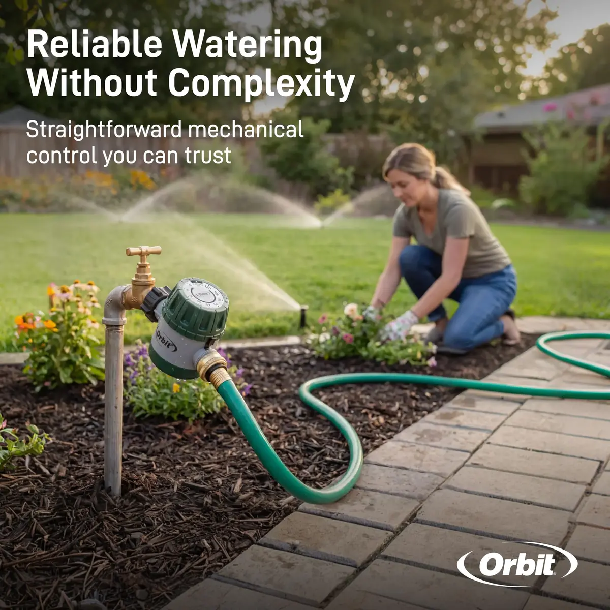 Orbit Mechanical Water Timer - Adjustable Irrigation Shutoff for Lawn & Garden Watering - Battery-Free Clockwork Hose Faucet Timer with Easy Grip Dial & Manual Bypass - view 9