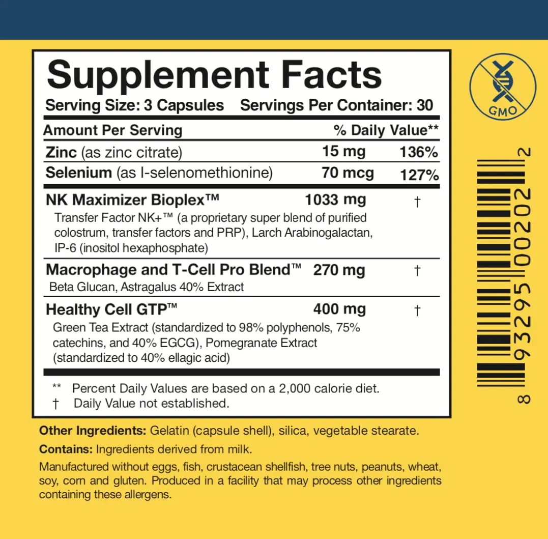 Researched Nutritionals Transfer Factor Multi-Immune Colostrum Supplement - Mushroom-Free, 90 Capsules | Supports Immune Function - view 6