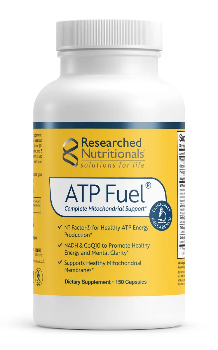 Researched Nutritionals ATP Supplements for Cellular Health & Energy Support - ATP Fuel - Vitamin E, CoQ10 & NADH to Promote Mental Clarity & Healthy Mitochondria (150 Capsules) - main product image