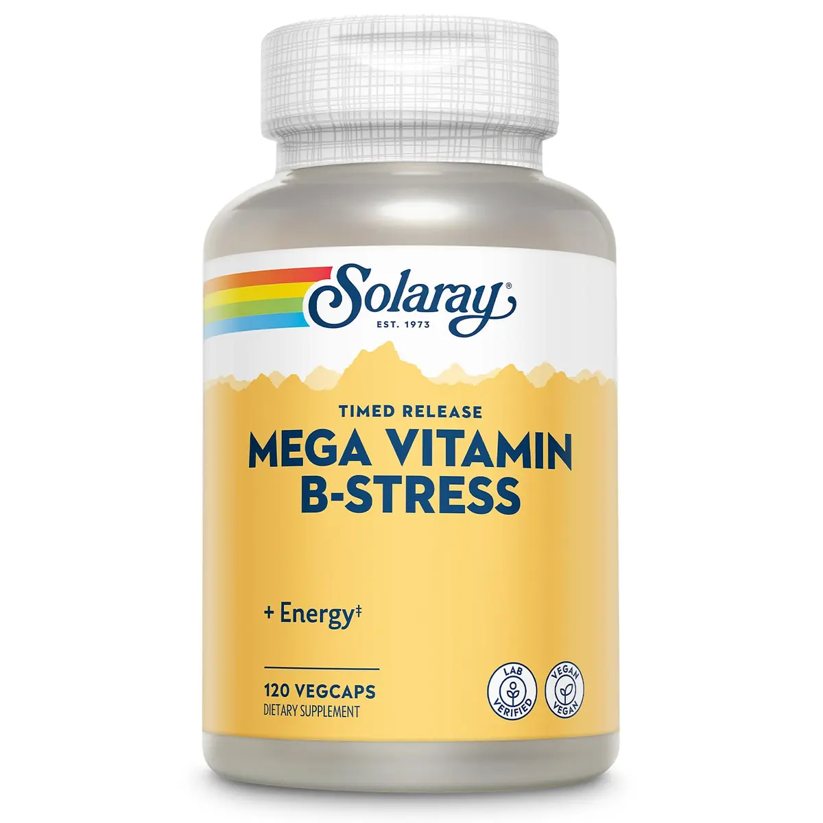 SOLARAY Mega Vitamin B-Stress Time Release, 120 VegCaps | Supports Energy & Immunity - main product image