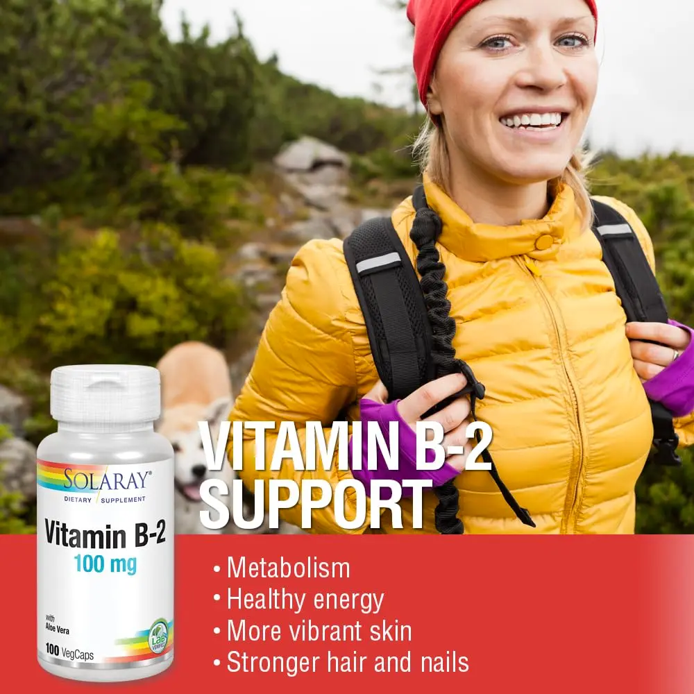 SOLARAY Vitamin B2 Supplement 100 mg | Supports Energy & Nervous System | 100 Veg Capsules - view 5
