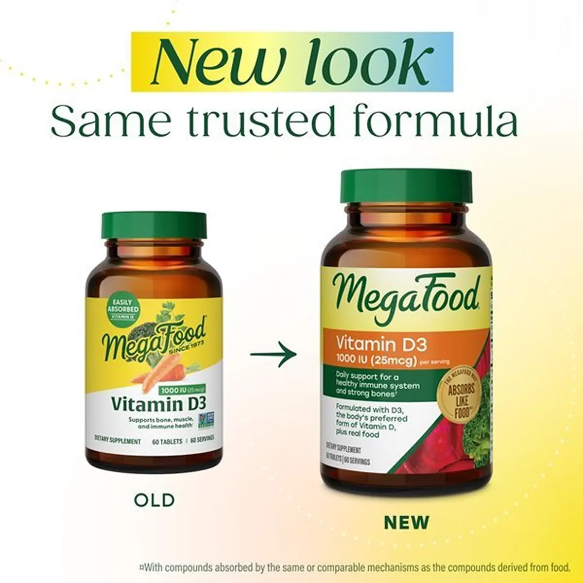 MegaFood Vitamin D3 1000 IU (25 mcg), Bone & Immune Support, 60 Tablets | Supports Bones, Teeth, Muscles & Immunity - view 2