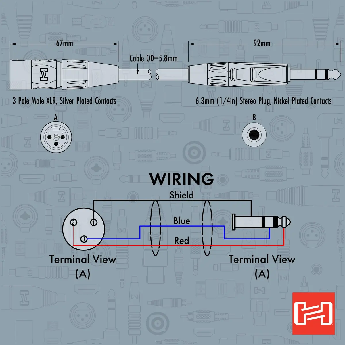 Hosa HSX-005 Pro Balanced Interconnect, REAN 1/4 Inch TRS to XLR3, 5 Feet | Studio-Grade Audio Cable for Live & Recording - view 7