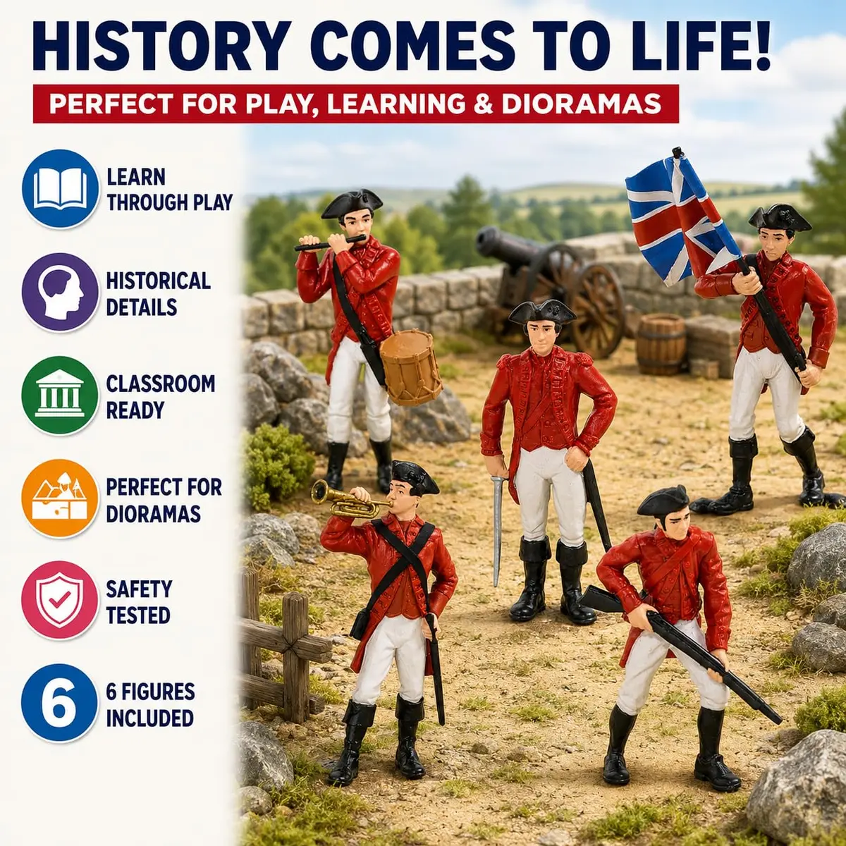 Safari Ltd. Revolutionary War British Army Designer TOOB 26.7cm (10.5in) | Educational Toy Figures for Kids Ages 3+ - view 3